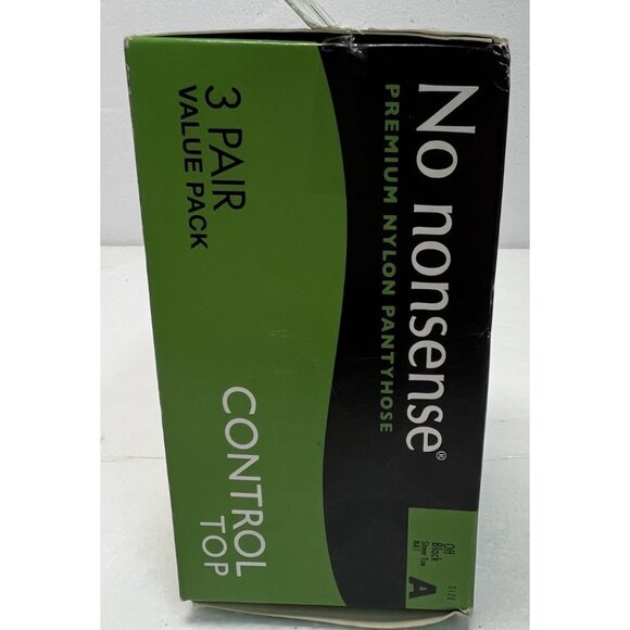 3 Pair No Nonsense Control Top Pantyhose Size A Off Black Sheer Toe  Made In USA - Picture 5 of 6